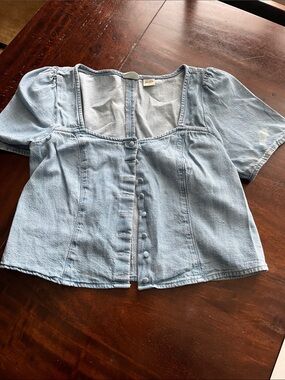 Levi's Light Blue Denim Button-Front Top